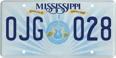 MS license plate OJG028
