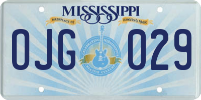 MS license plate OJG029