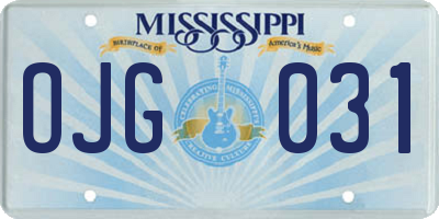 MS license plate OJG031