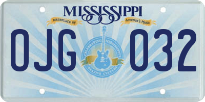 MS license plate OJG032