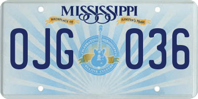 MS license plate OJG036