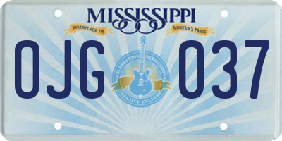 MS license plate OJG037