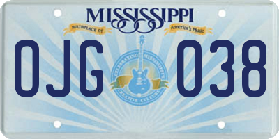 MS license plate OJG038