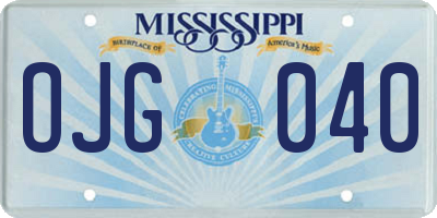 MS license plate OJG040