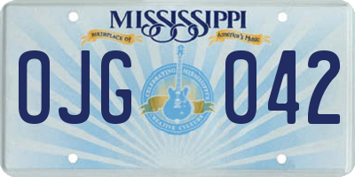 MS license plate OJG042