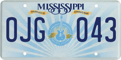 MS license plate OJG043