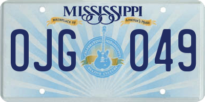 MS license plate OJG049