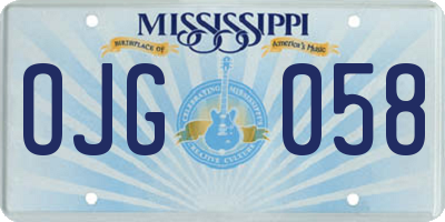 MS license plate OJG058