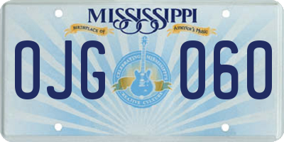 MS license plate OJG060