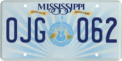 MS license plate OJG062
