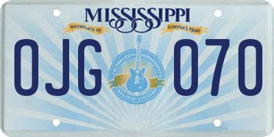 MS license plate OJG070
