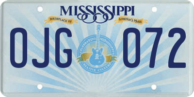 MS license plate OJG072