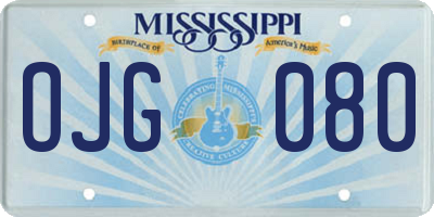 MS license plate OJG080