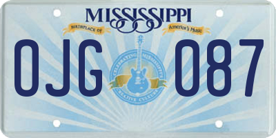 MS license plate OJG087
