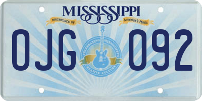 MS license plate OJG092