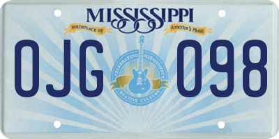 MS license plate OJG098