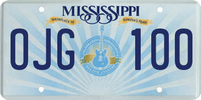 MS license plate OJG100