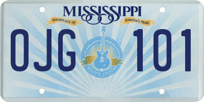 MS license plate OJG101