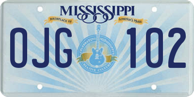 MS license plate OJG102