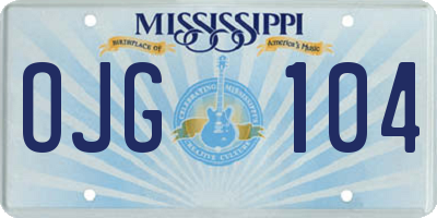 MS license plate OJG104