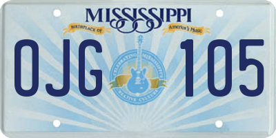 MS license plate OJG105