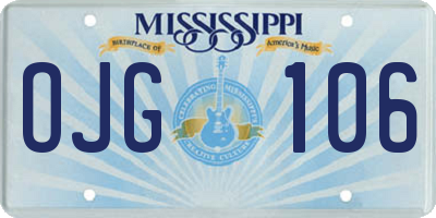 MS license plate OJG106