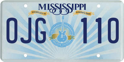 MS license plate OJG110