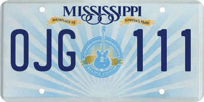 MS license plate OJG111