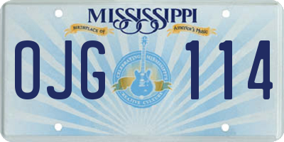 MS license plate OJG114