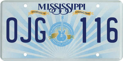 MS license plate OJG116