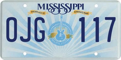 MS license plate OJG117
