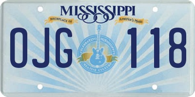 MS license plate OJG118