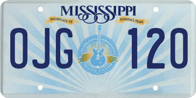 MS license plate OJG120