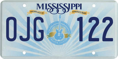 MS license plate OJG122