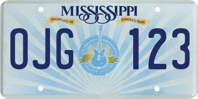 MS license plate OJG123