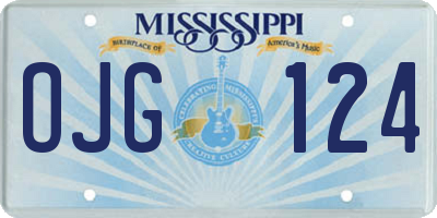 MS license plate OJG124