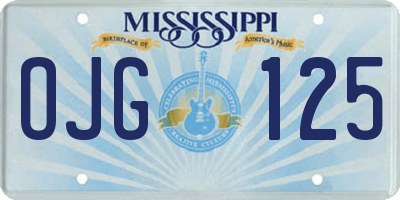 MS license plate OJG125