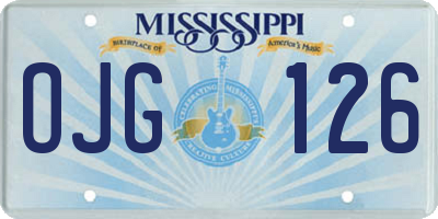 MS license plate OJG126