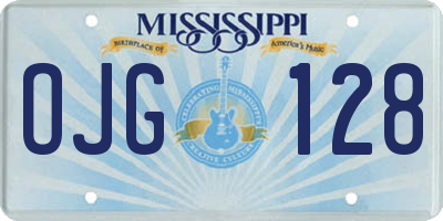 MS license plate OJG128