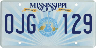 MS license plate OJG129