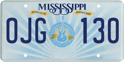 MS license plate OJG130