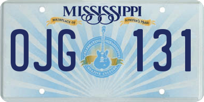 MS license plate OJG131