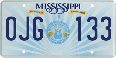 MS license plate OJG133