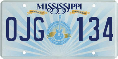 MS license plate OJG134