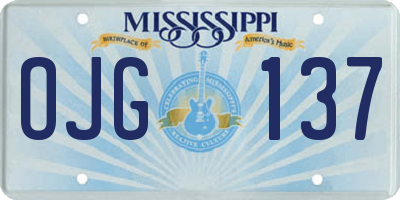 MS license plate OJG137