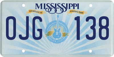 MS license plate OJG138