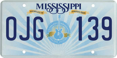 MS license plate OJG139