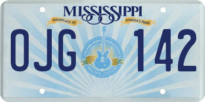 MS license plate OJG142