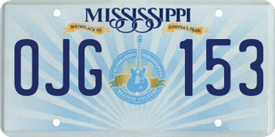 MS license plate OJG153