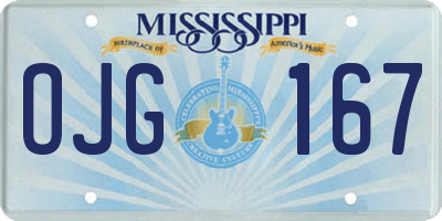 MS license plate OJG167